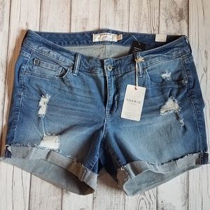 Torrid Denim Shorts with Flap Fray Hem, NWT